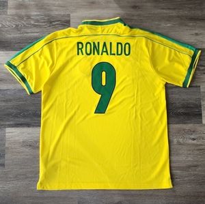 Brazil 98 Home Jersey #9 RONALDO